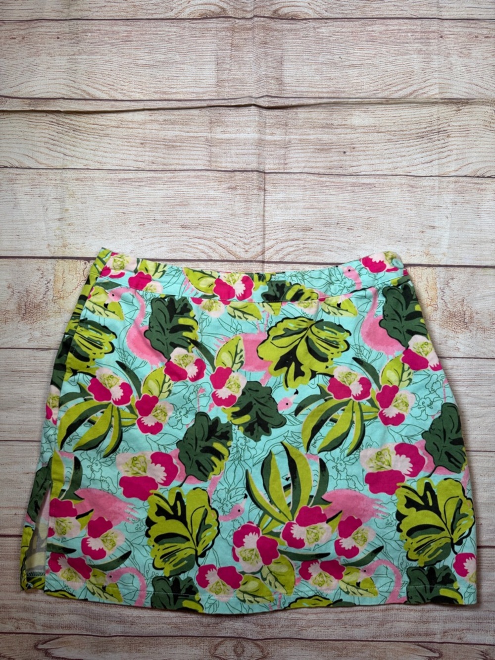 Allyson Whitmore Floral Flamingo Vacation Resortwear Golf Skort